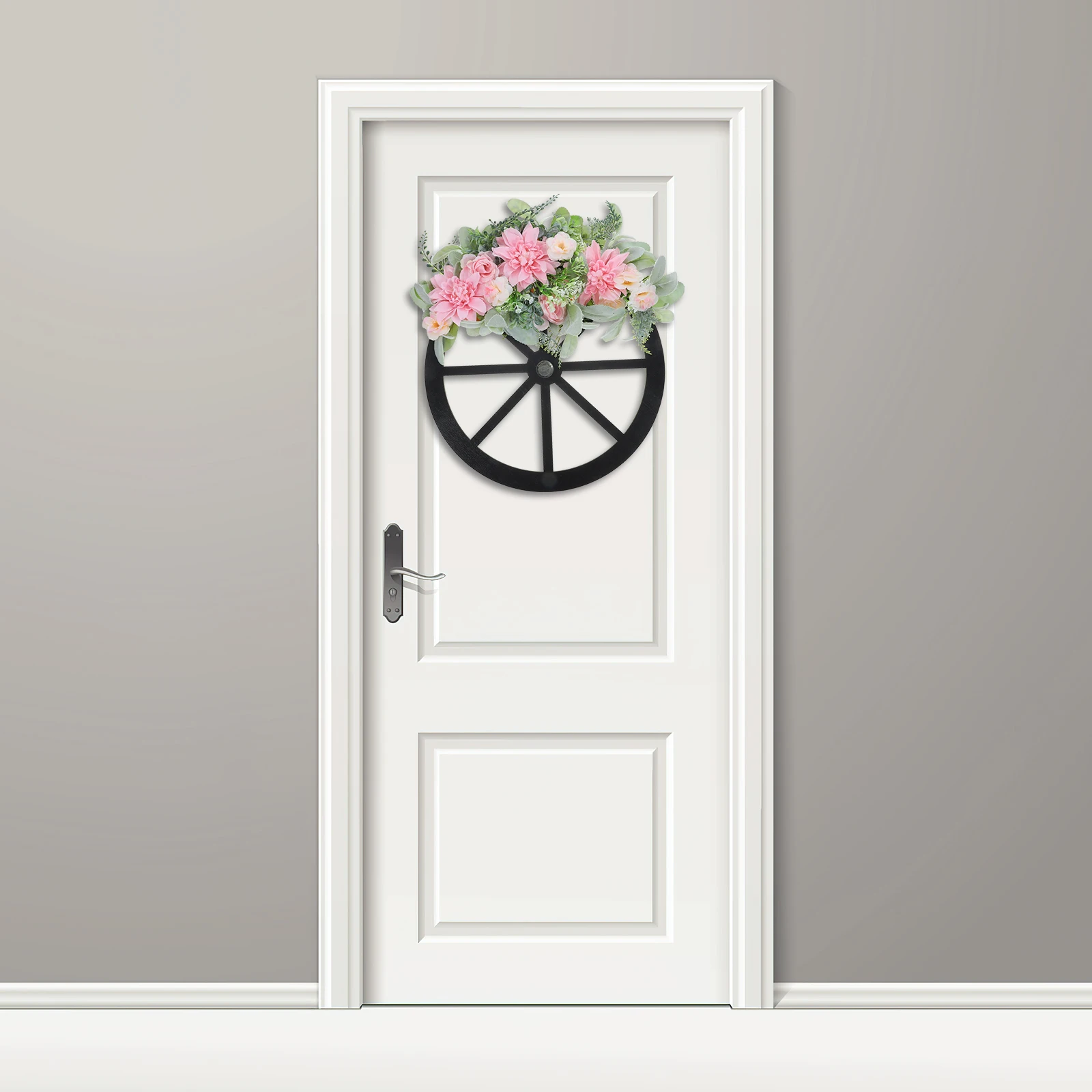 

Spring Wheel Wreath Artificial Flower Garland for Front Door Decor Simulated Floral Wreaths Home Party Outdoor Indoor Hanging