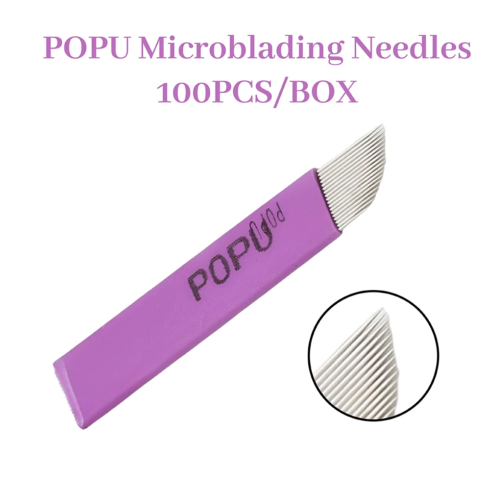 

100PCS/Box POPU Microblading Shape Needles Permanent Makeup Tattoo Eyebrow Manual Nano Blades Needles