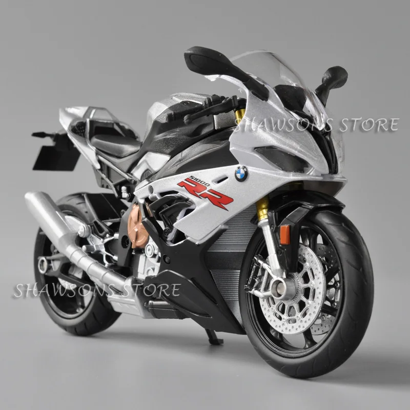 1:12 Scale Diecast Motorcycle Model Toys BMW S1000RR Sport Bike Miniature Replica With Accessory Wheel