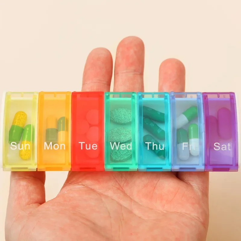 1PCS Weekly Pill Case Pillbox 7 Days Medicine Tablet Box Portable Travel Drugs Storage Organizer Pill Box English German