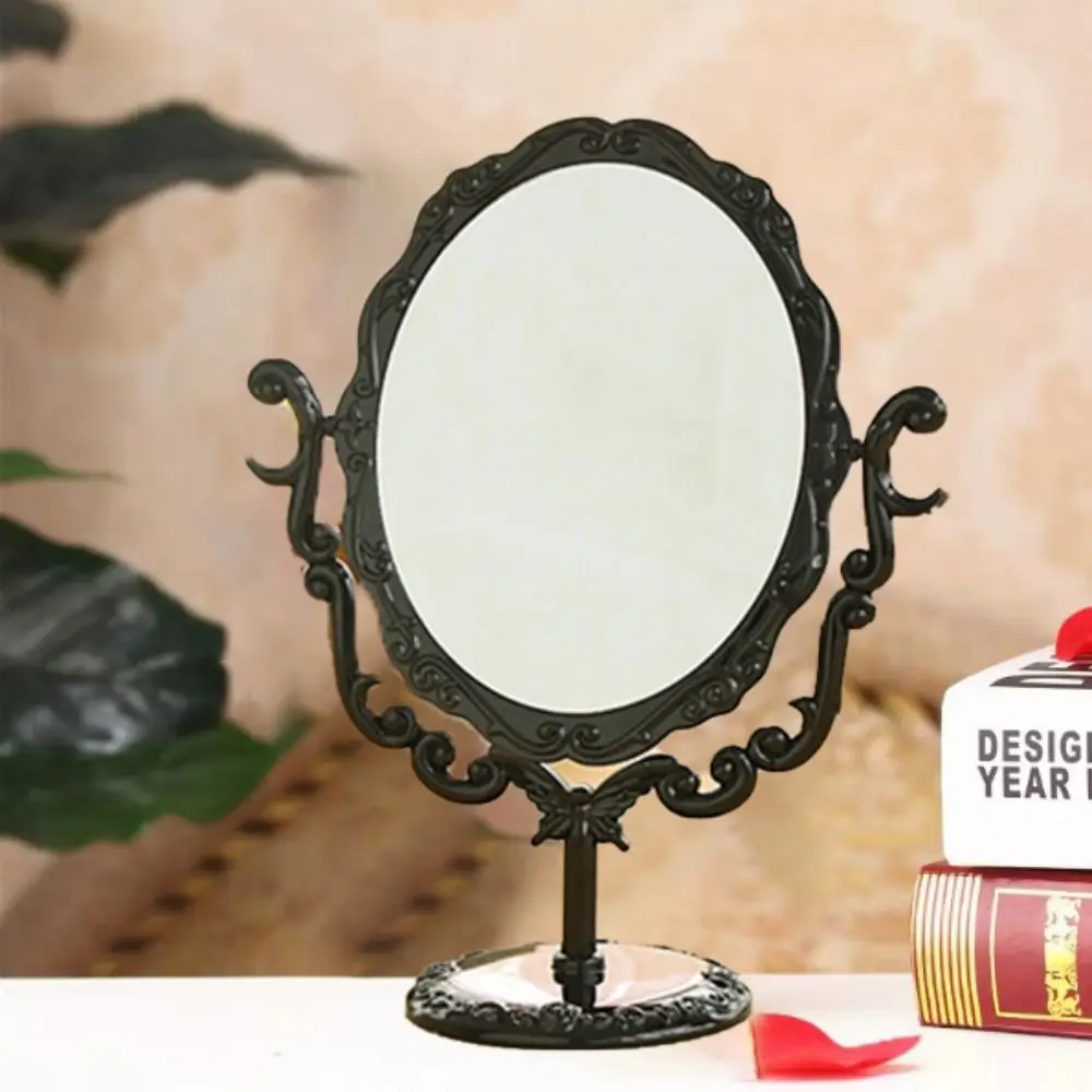 High Definition Black Butterfly Dressing Mirror European Style Rotatable Rotation Makeup Mirror Rose Stand Desktop Makeup Mirror