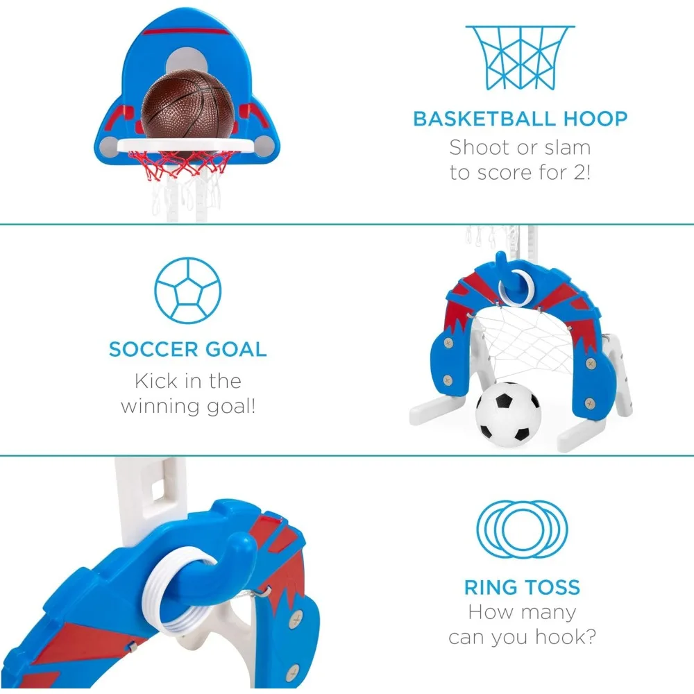 3-in-1 basketbalring voor peuters, sportactiviteitencentrum met multifunctionele speelfuncties voor de ontwikkeling van kinderen