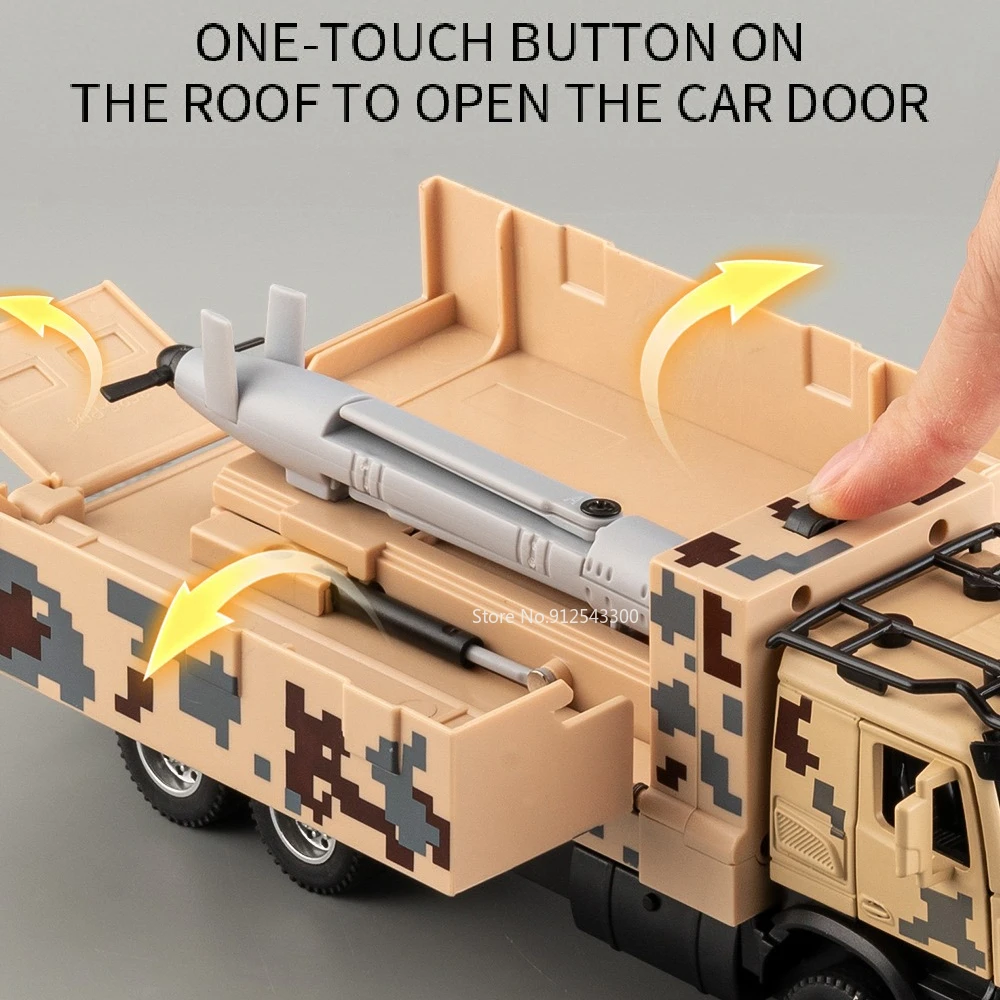 1:35 FL-10A ZSL92 Car Toy Model Alloy Diecast Sound Light Tank Pull Back Miniature Military Missiles Vehicle Models for Friends