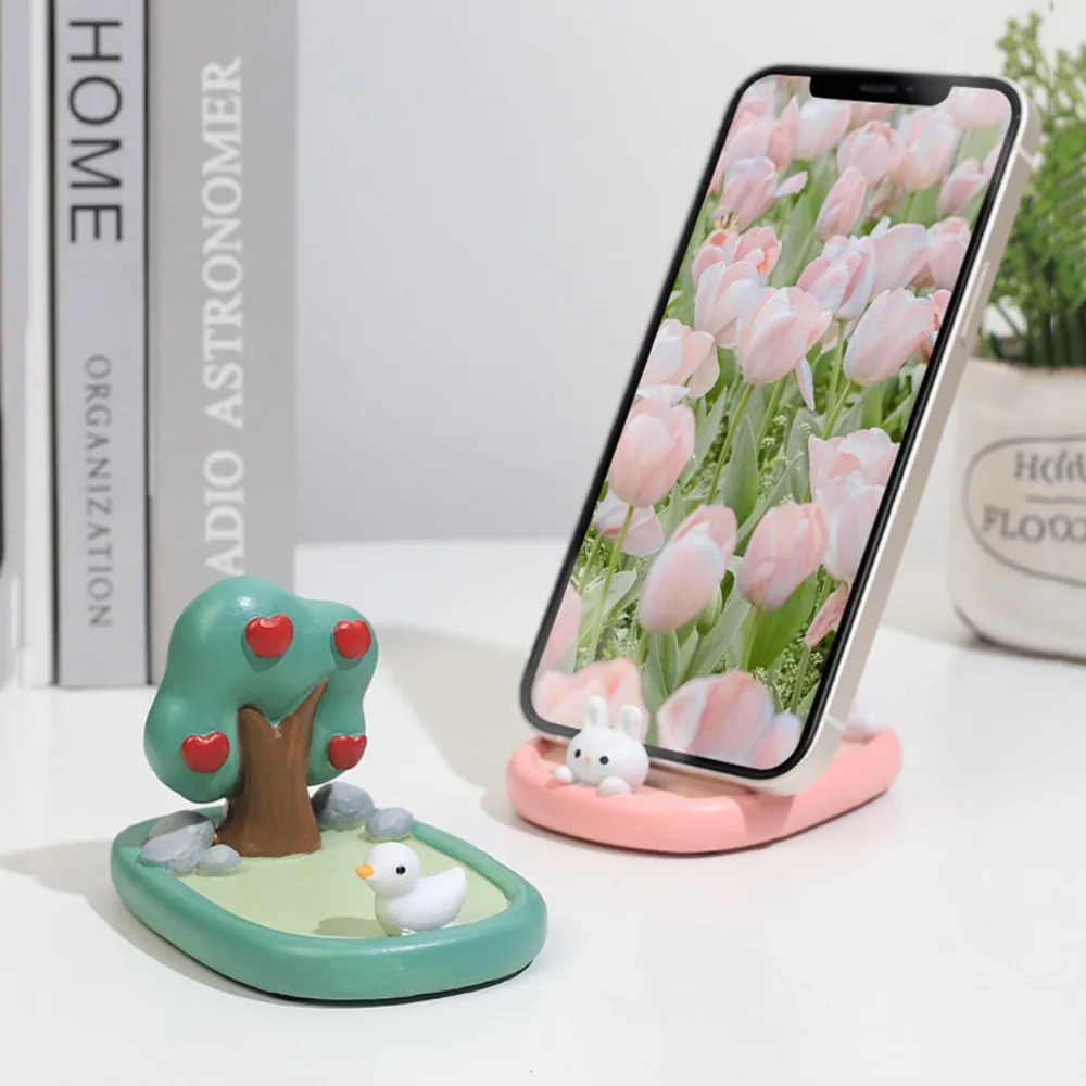 

Rabbit Mobile Phone Stand Tulip Desk Decor Resin Phone Holder Portable Resin Cell Phone Bracket Desktop Ornaments
