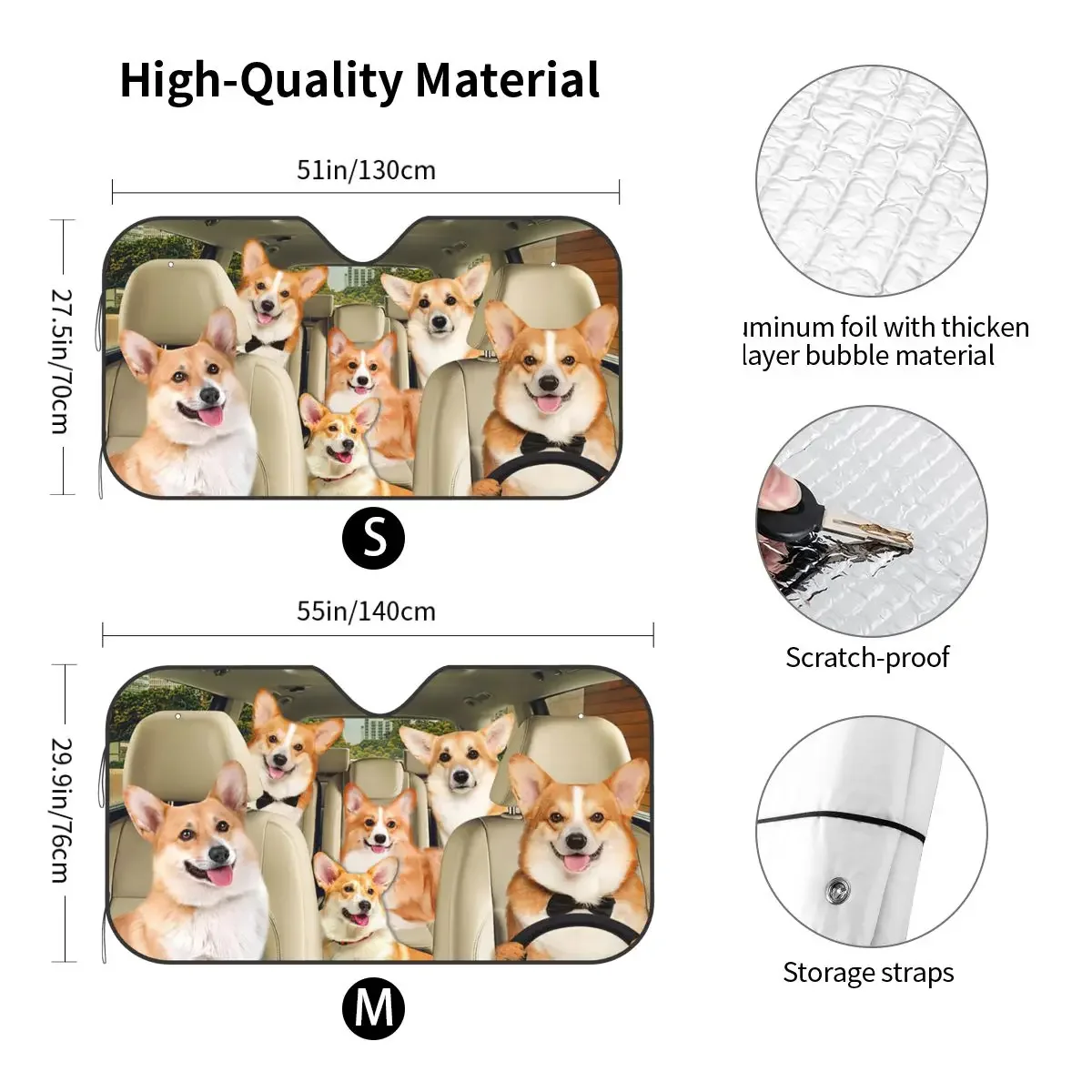 Cartoon Corgis Driver parasole parabrezza animali copertura blocco anteriore finestra 70x130cm parasole visiera protezione antipolvere scudo di