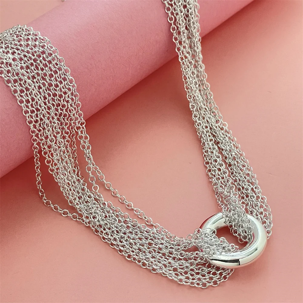 Fashion silver color tassel O necklace hot sale men and women fashion jewelry prom gift