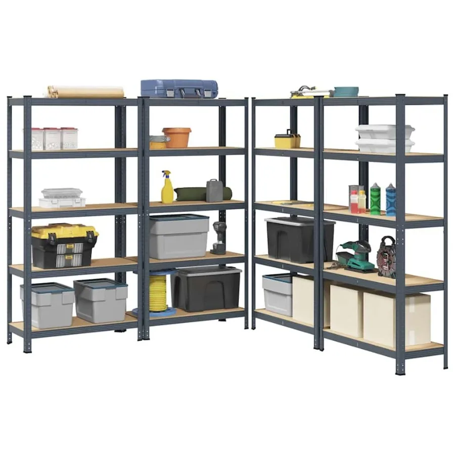 

5Layer Storage Shelves 4 pcs Anthracite SteelEngineered Wood