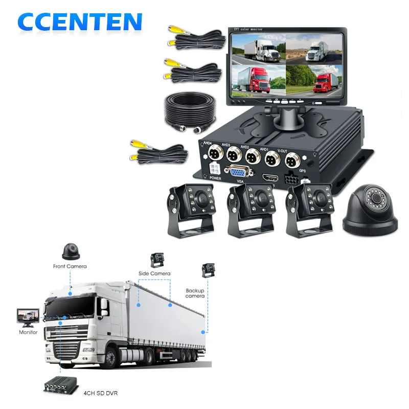 Cheap Price 7 Inch LCD Monitor 4CH SD MDVR 1080P 4G GPS Wifi Optional Bus Truck Backup Camera System