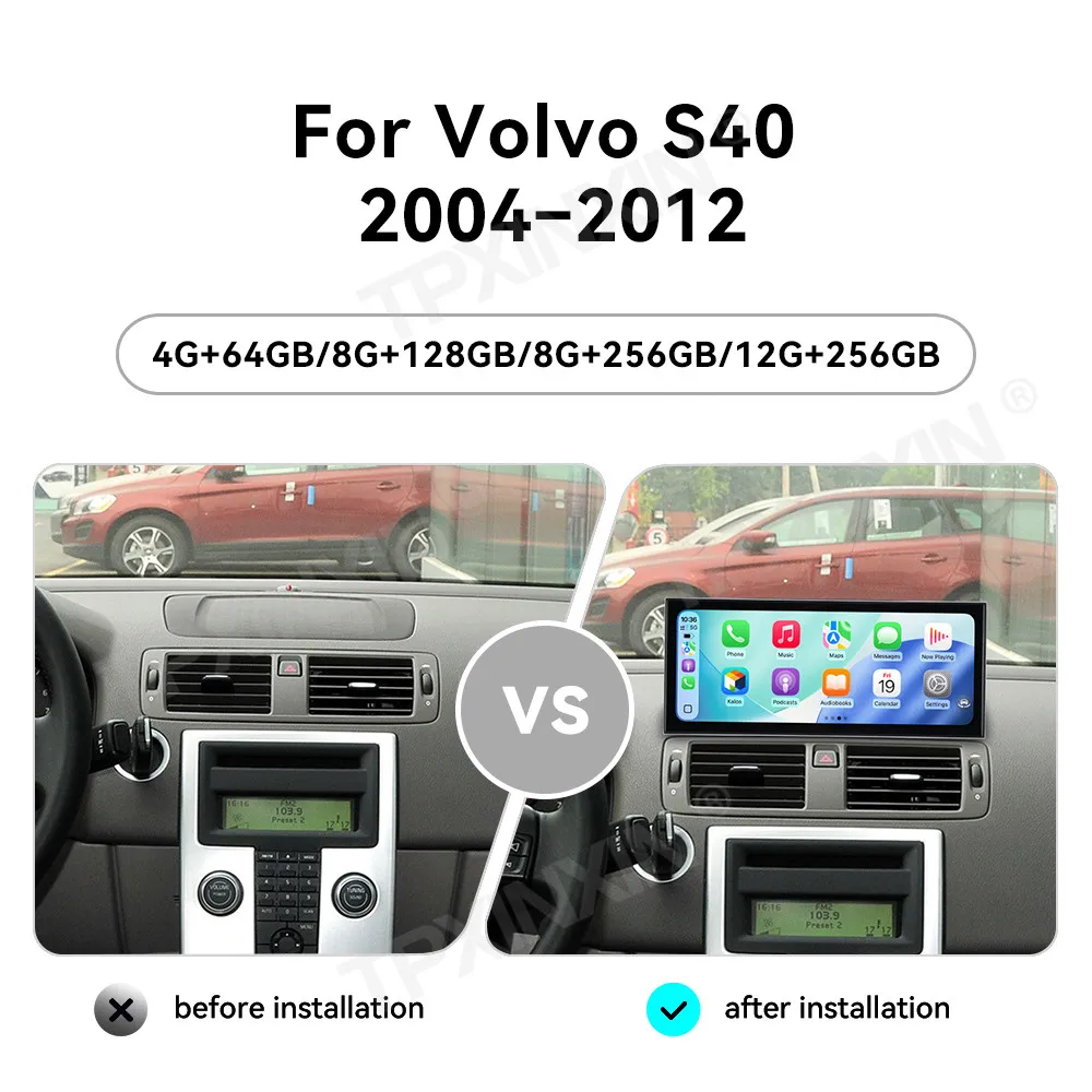 15.8 Inch Screen Car Radio For Volvo S40 2004-2012 Android Auto GPS Navigation Multimedia Video Stereo Receiver Head Unit