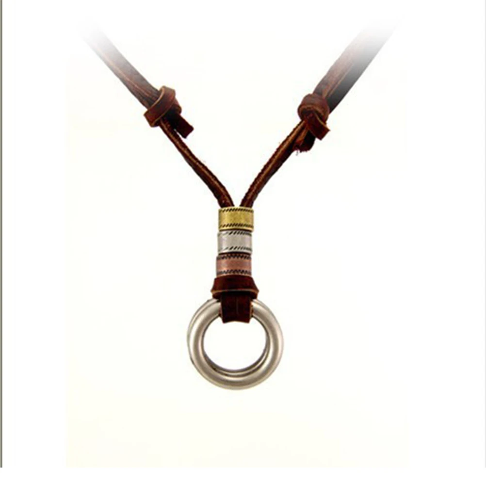 

Alloy Necklace Double Ring Pendants Fashion Gift Premium Material Vintage Design Cool Creative Present for Men
