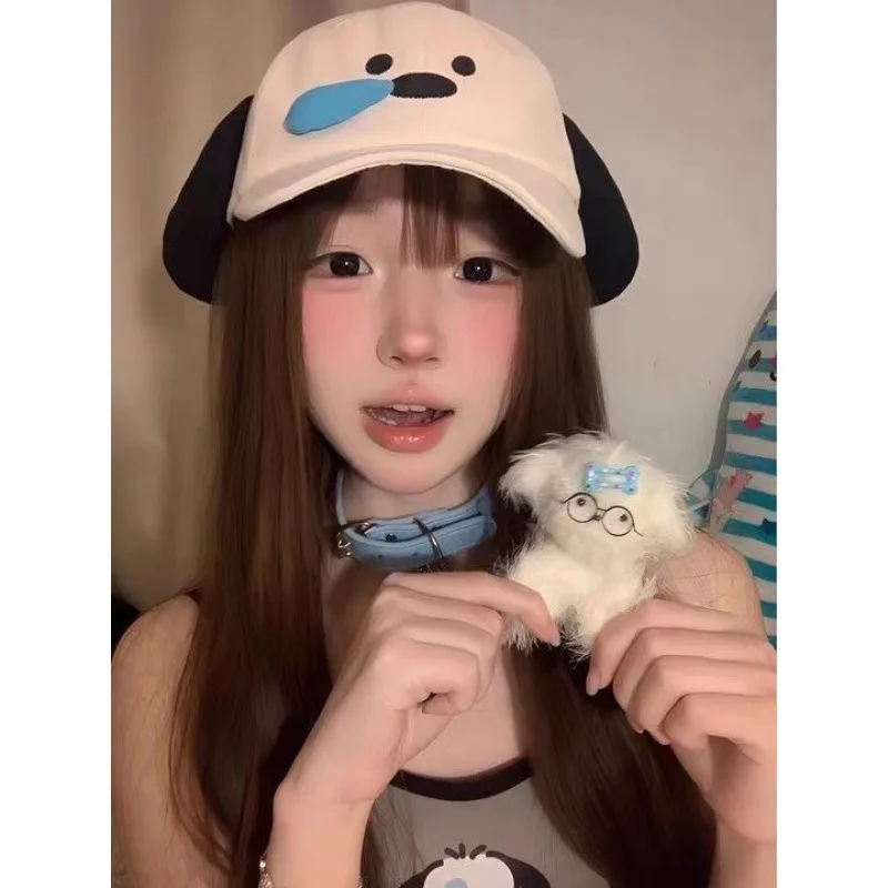 Милая кепка для кемпинга, трехмерная шляпа с изображением щенка интернет-знаменитостей, милая студенческая солнцезащитная бейсболка, женская кепка с соплом и медведем 2