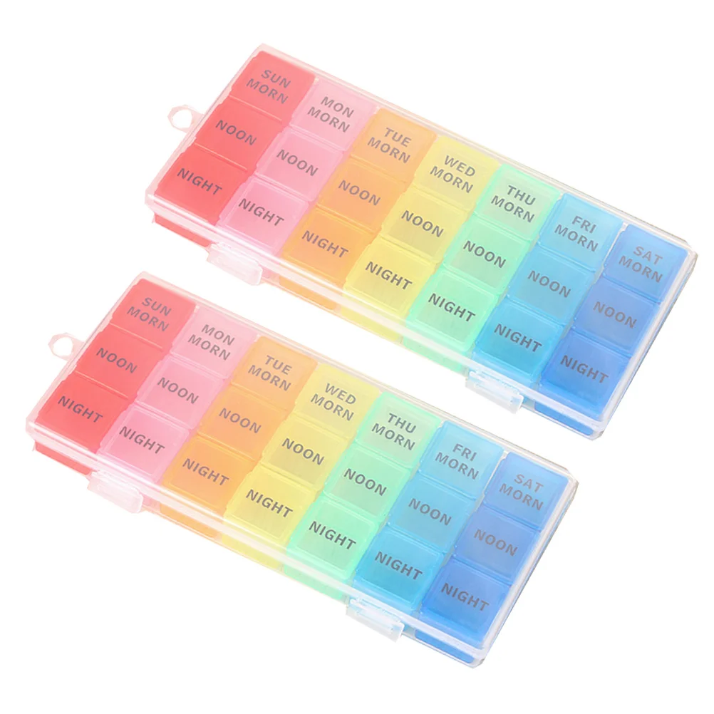 

2 Pcs Medication Reminder Travel Medicine Container Large Pill Case Pocket Household