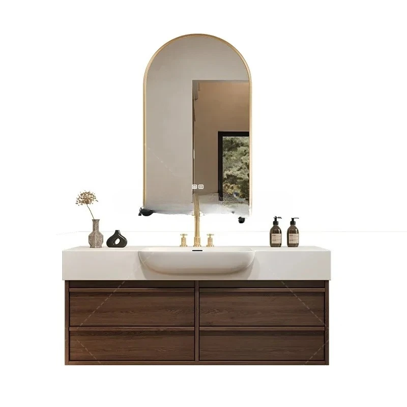 A zxx 25 Medieval style Corian integrated basin narrow side bathroom cabinet combination bathroom hand wash face washstand