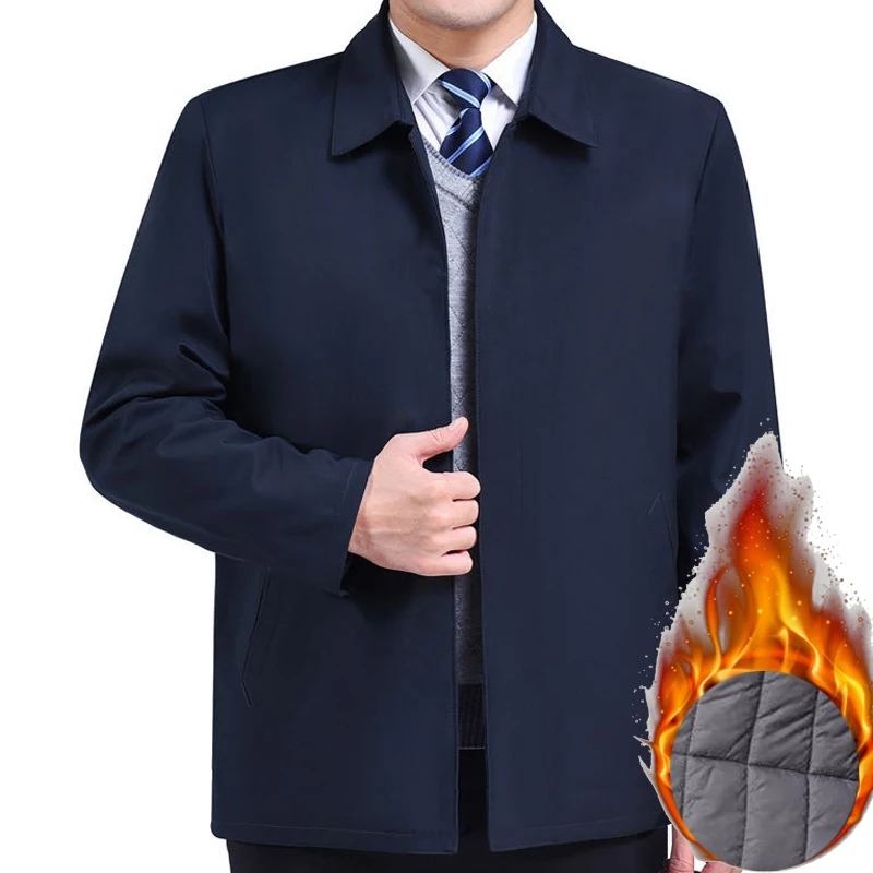 Verstärkte, gefütterte Herren-Winterjacke, winddichte Jacken, warm gefütterte Blazer für Herren, luxuriöser Herren-Wintermantel XXXL – Detail 3