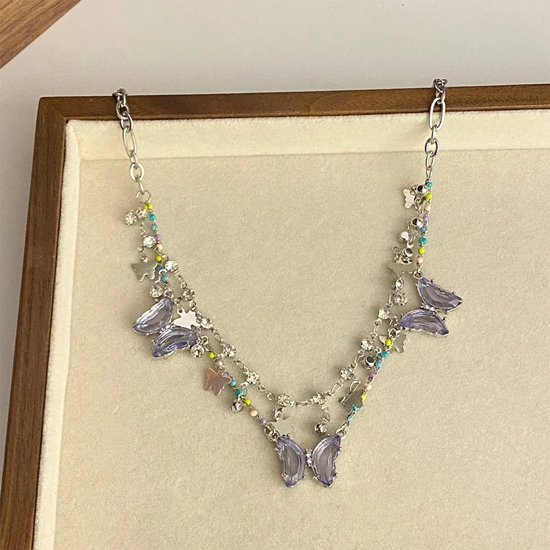 Y2K كاندي قلادة النساء الفتيات الحلو لطيف المختنق الملونة المنسوجة يدويا مطرز سلسلة الترقوة القصيرة #2