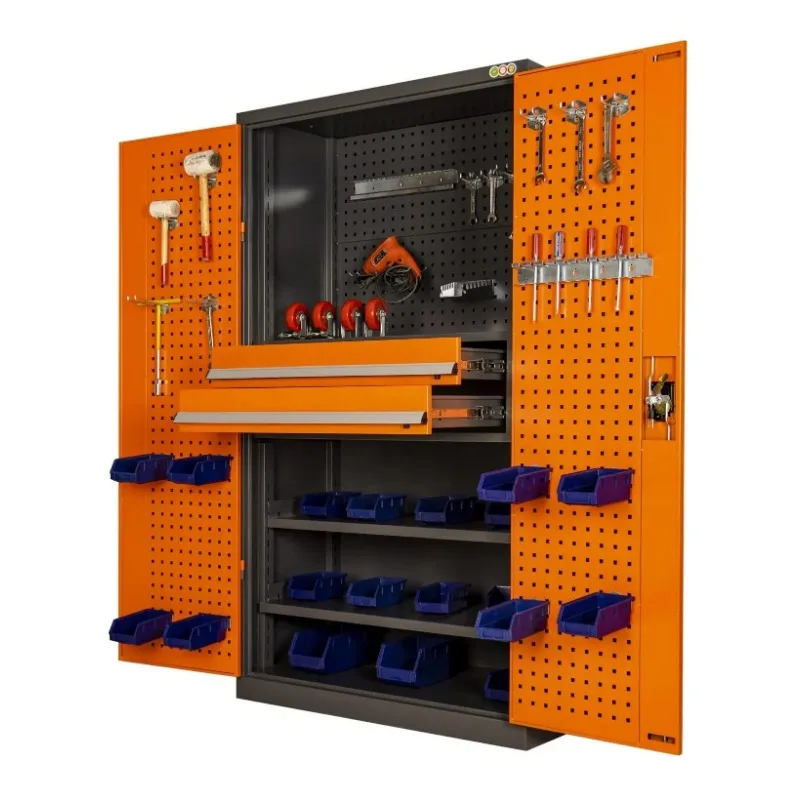 Orange Tool Cabinet Versatile 71inch Drawers Pegboard and Focused Organization Solutions