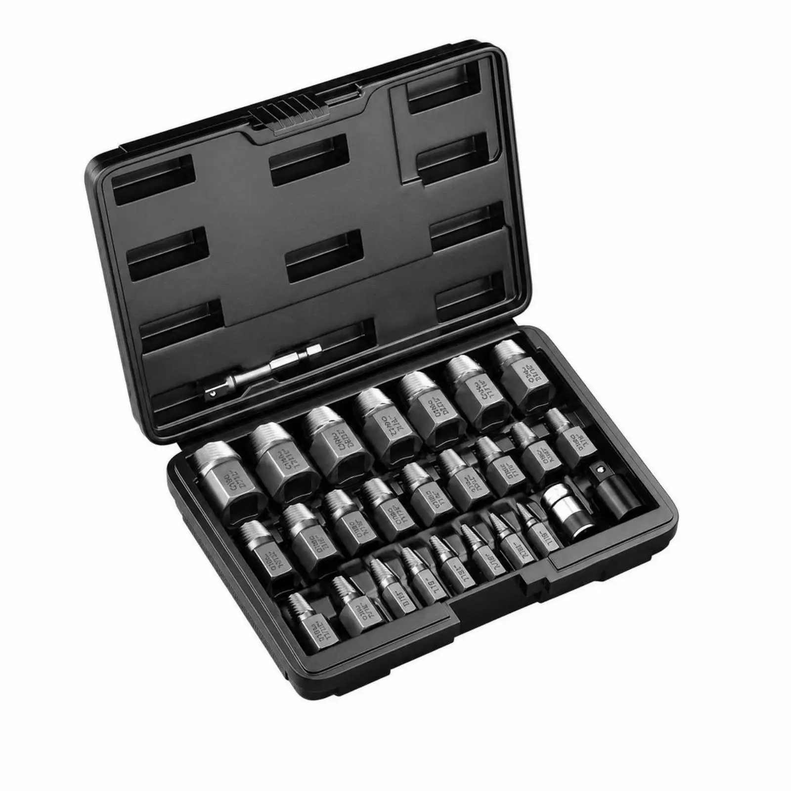 Stripped Screw Removal Set 27 Piece Bolt Extractor Chrome Molybdenum Steel Screw Puller Tool Kit for Damaged Threads and Broken
