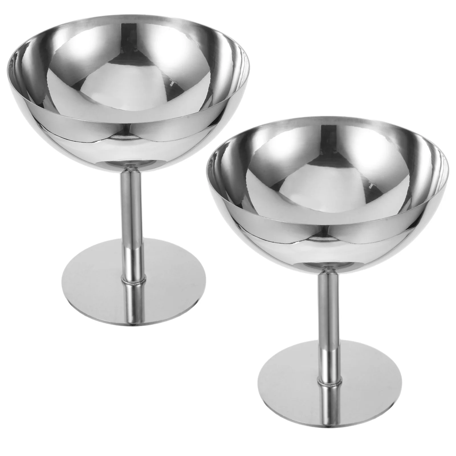 

2PCS Stainless Cream Bowls Metal Reusable Dessert Cups Footed Design Ice Cream Bowls For Kids for Fruit Salad Kitchenware Set