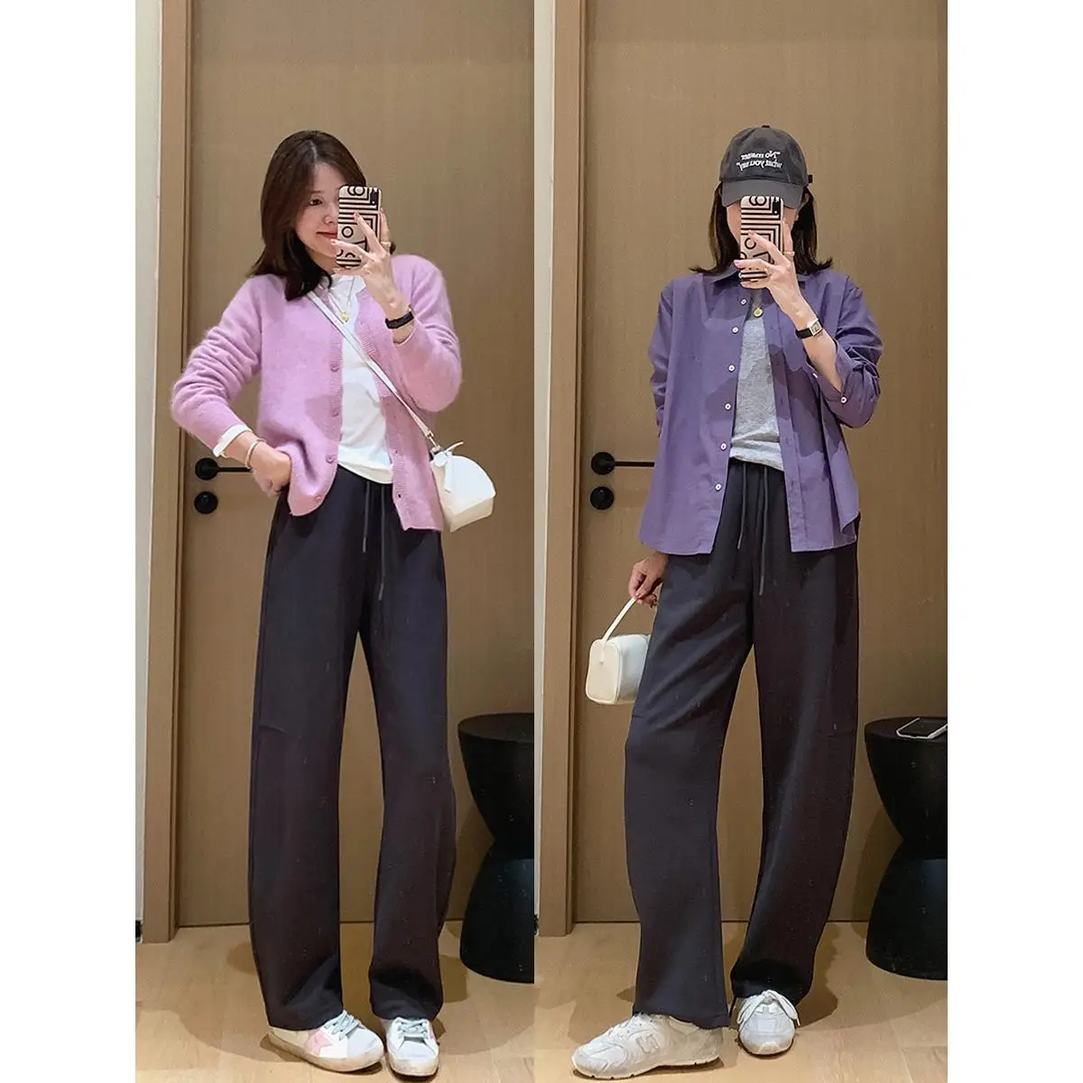 Pantalones informales Gold Ratio Arc ape, pierna holgada, pierna recta de principios de otoño, cintura en L, poliéster, algodón, LICRA