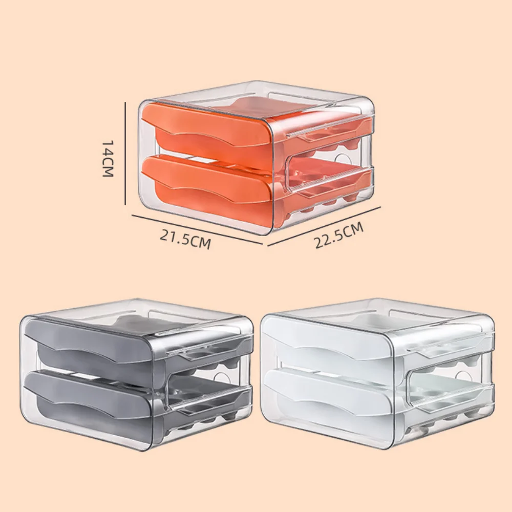 32 Grids Egg Storage Box Refrigerator Transparent Double-Layer Drawer-type Egg Box Container Home Kitchen Egg Holder Organizer