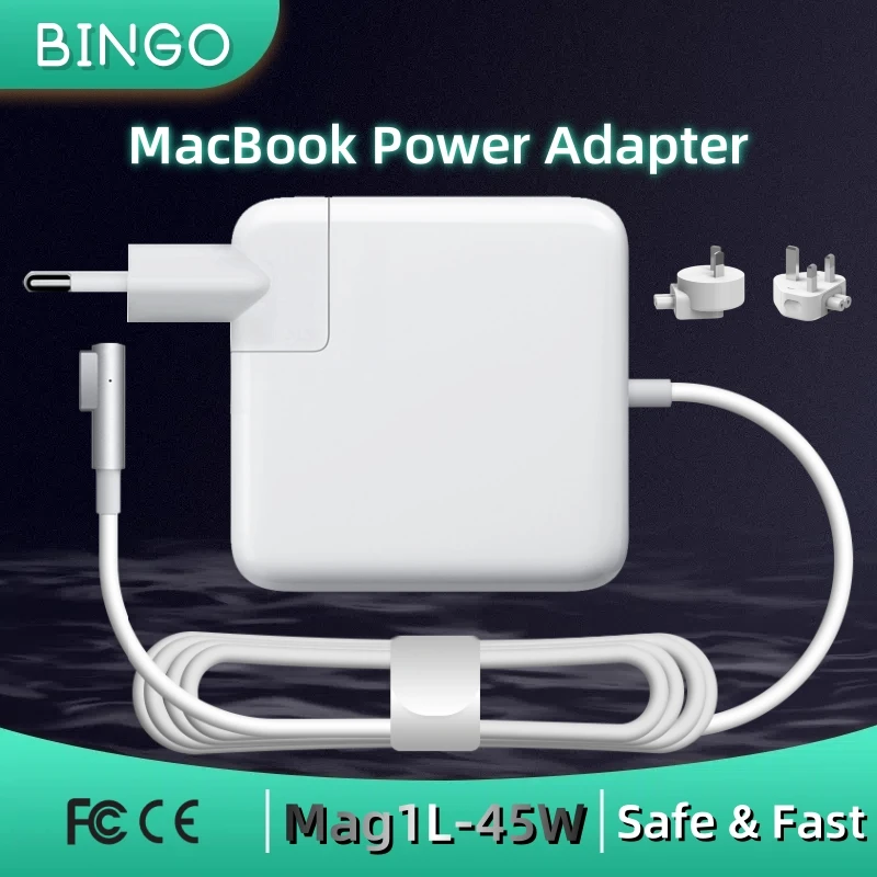 BINGO New 45W Magsafe1-L Magnetic Charging Power Adapter for MacBook Air/Pro Series : A1369 A1370 A1374 A1244 A1269 A1270 etc