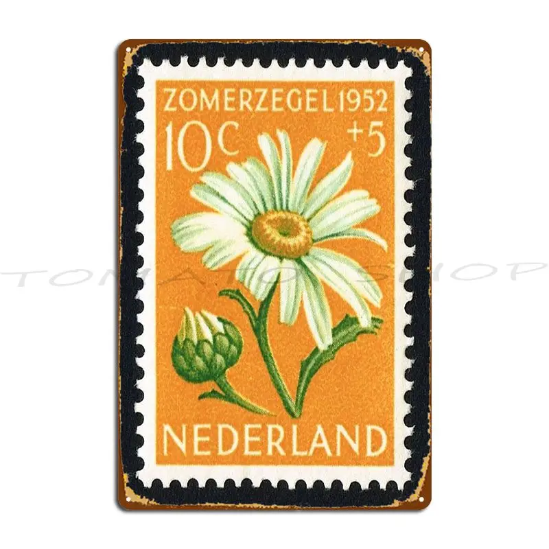 Vintage 1952 Nederlands Daisy Stamp Metal Plaque Garage Cave Painting Pub Character Tin Sign Poster