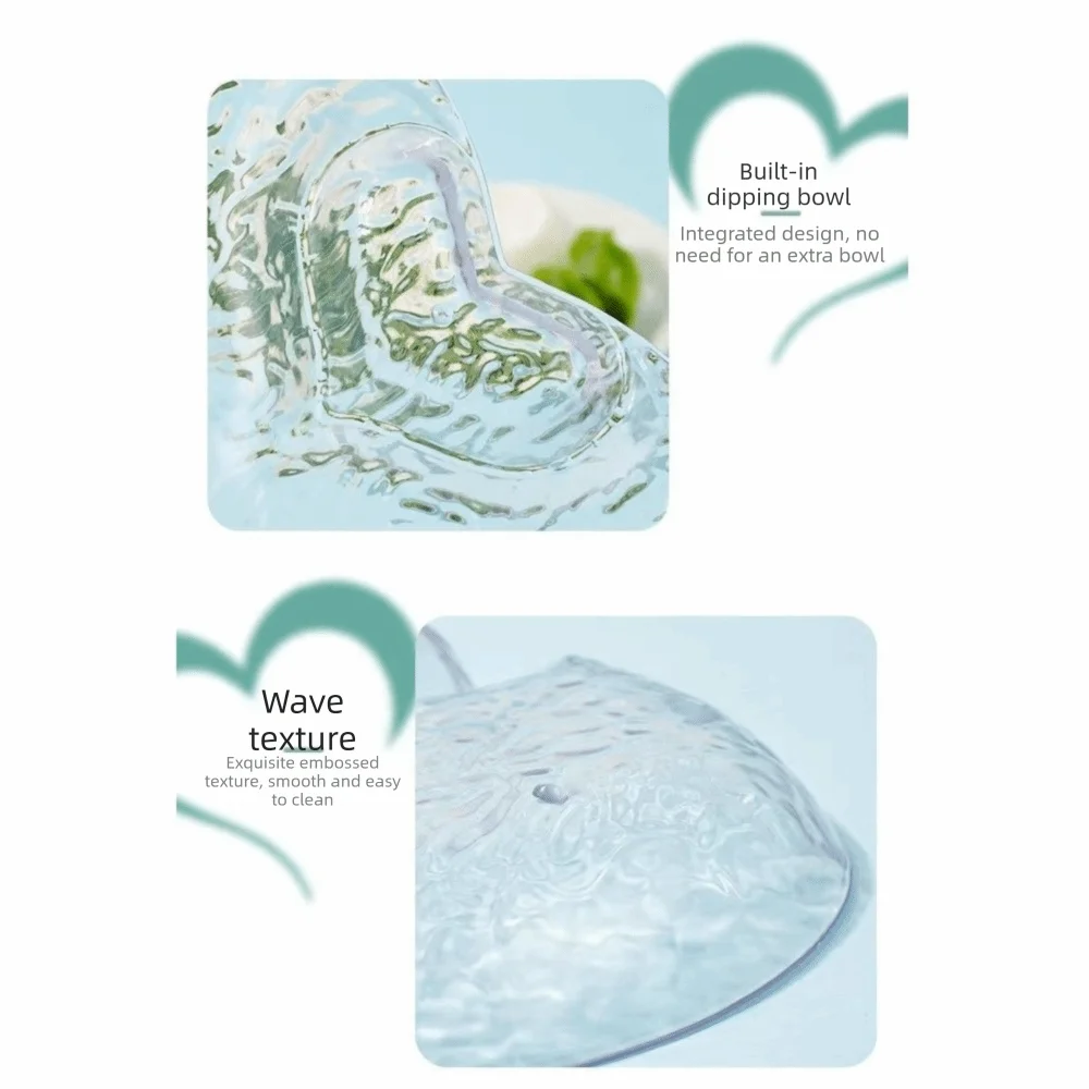 Light Luxury Heart-shaped Dumpling Plate PET Transparent Snack Plate Wave Texture Multifunctional Dipping Dish Salad Plate
