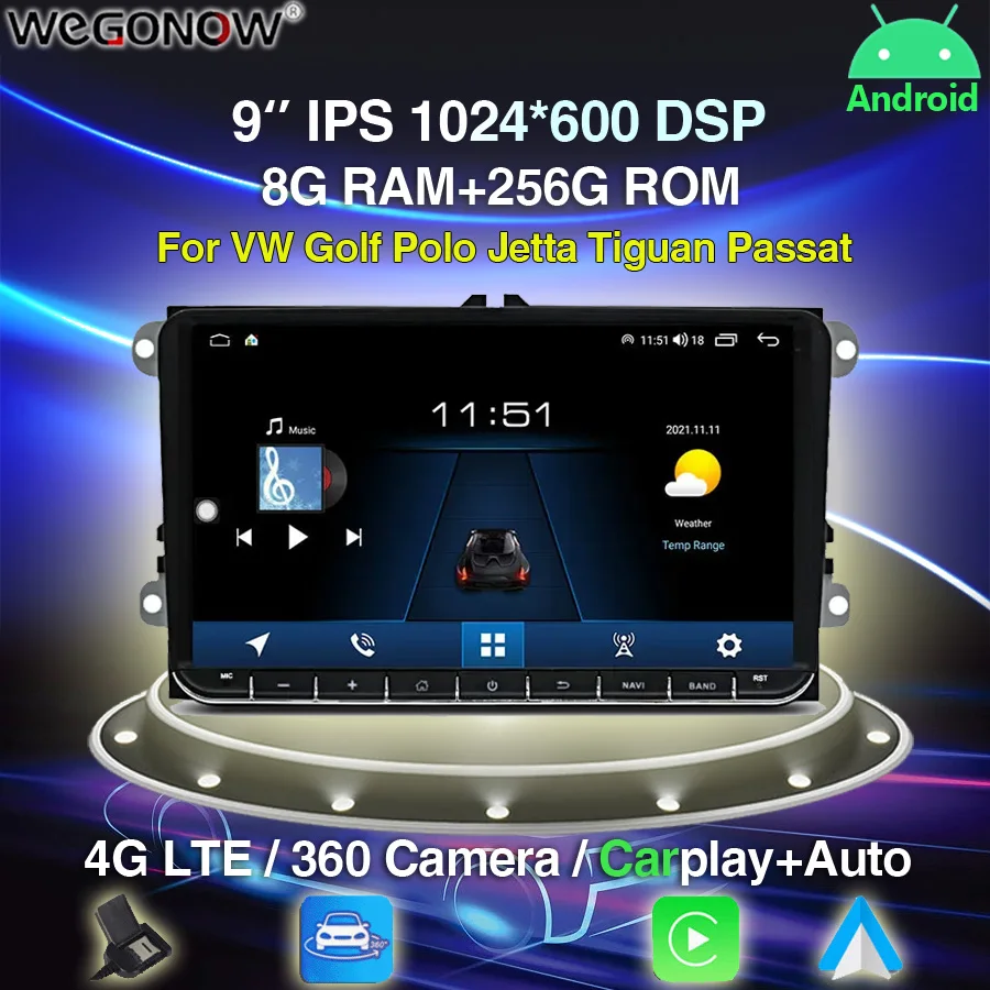 

7862 8G + 256G DSP Carplay Авто Android 12.0 IPS автомобильный DVD-плеер GPS WIFI Bluetooth RDS радио для VW Golf Polo Jetta Tiguan Passat
