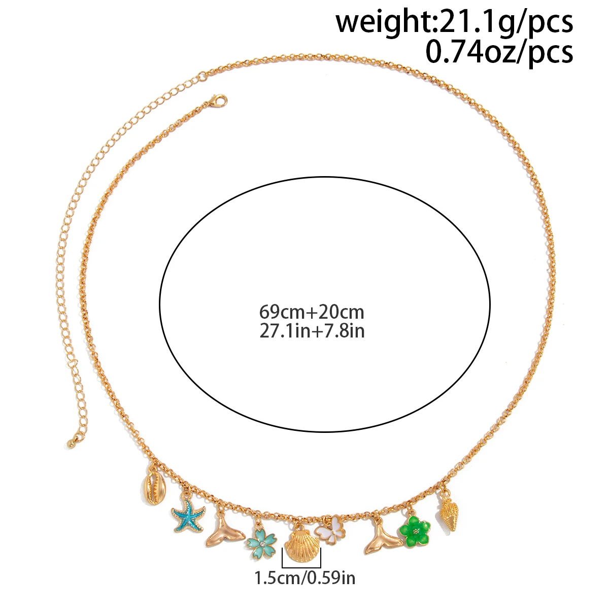 Ingemark Summer Beach Flower Starfish Conch Butterfly Pendant  Waist Chain Women 2025 Trend Sexy Bikini Body Belly Chain Jewelry