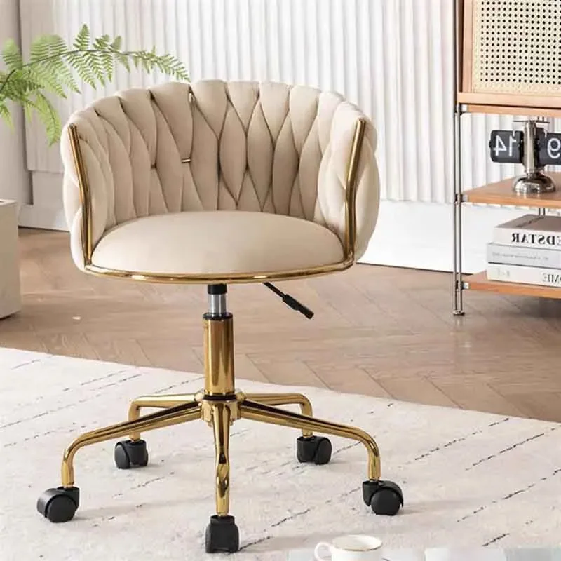 

Italian Style Ladies Creative Bedroom Makeup Dressing Chair Living Room Chair with Casters, Swivel, Backrest Home Furniture