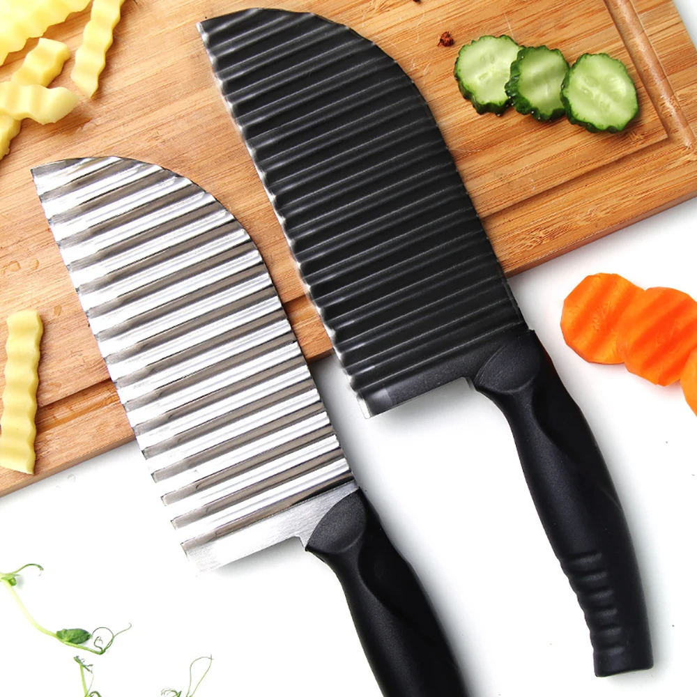 Stainless Steel Potato Wave Cutting Potato French Fries Wave Slicers Vegetable Salad Chopping Knife Potato Shredding Knife