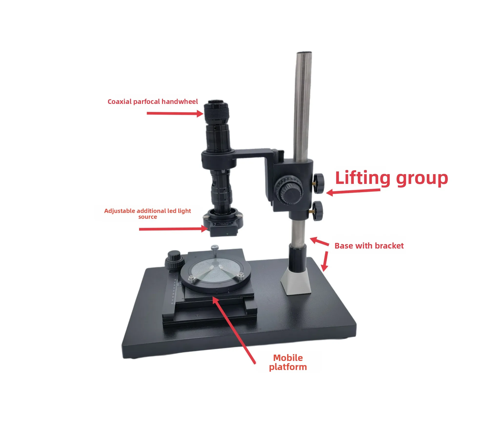 Coaxial monocular video microscope stereo high definition continuous zoom 0.7X~ 4.5X coaxial homogeneous CCD interface