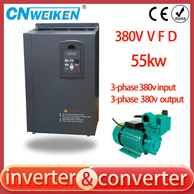 50Hz 60Hz VFD 37KW/45KW/55KW Converter 380V to 3P-380-415V Output Low Frequency Inverter For Injection molding machine motor