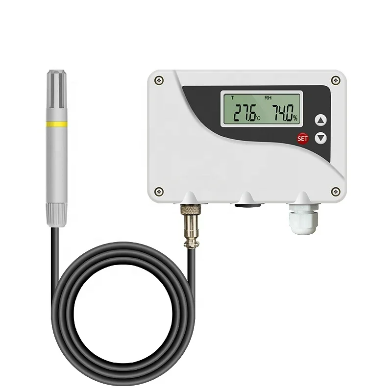 Wall Mounted Digital LCD Display, Temperature and Humidity Transmitter, 2m Sensor, MTH800: 0.3%, 0-5V, 0-10VDC, 4-20mA, RS485