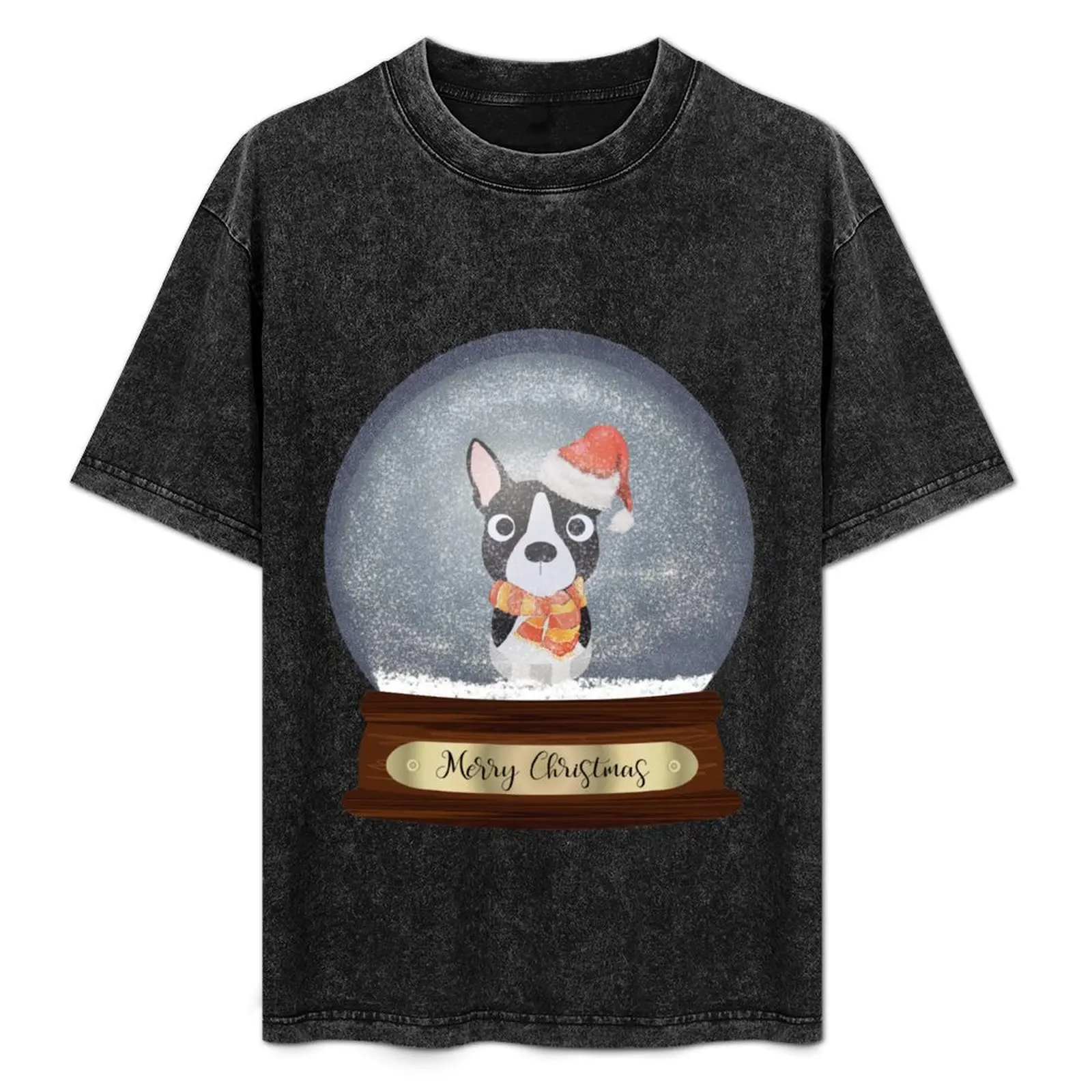 

Boston Terrier Christmas Gift T-Shirt Fashion Graphic Tee for Men