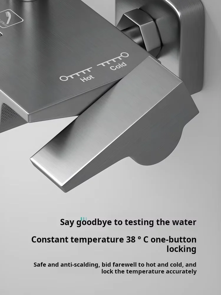 Luxury LED Piano Key Shower Set Thermostatic Rainfall Bathroom Shower System Ceramic Brass Bath Shower Faucets Digital Display