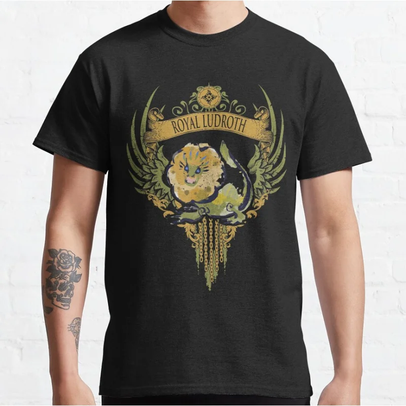 

ROYAL LUDROTH 0220 Monster hunter world gift t shirt for men Cartoon Video game MHW Graphic Tee Y2K Clothes All size tops S-6XL