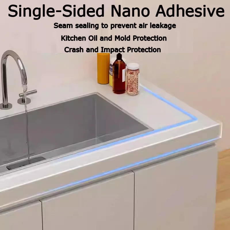 

High-Strength Waterproof and Mildew-Proof Transparent Adhesive Strip, Thickened Single-Sided Nano Edge Sealing Tape, Leak-Proof