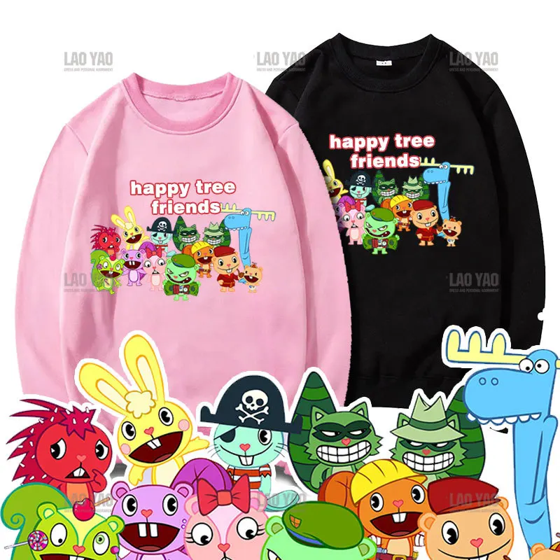 Happy Tree Friends เสื้อสวมหัวพิมพ์ลาย Happy Tree Friends เสื้อมีฮู้ดการ์ตูนขายดีแนวสตรีทเสื้อมีฮู้ดตลกๆสำหรับทุกเพศ