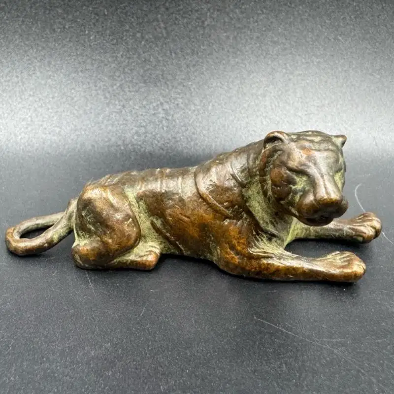 

Латунная статуя тигра, украшение для дома, аксессуары для гостиной, офисного стола, желтые медные миниатюрные фигурки тигра