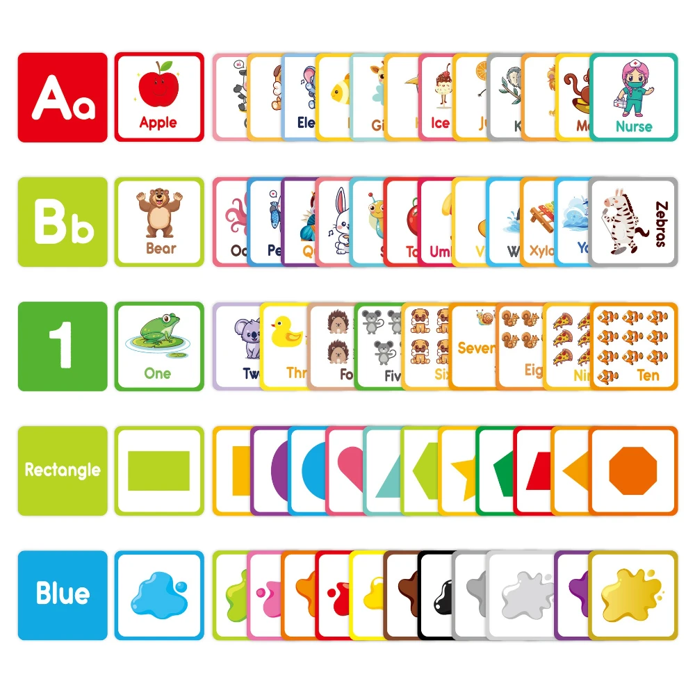 Cognitive Card Children's English Flash Card Letter Shape Animal Learning Puzzle 60 Cognitive Enlightenment Early Education Card