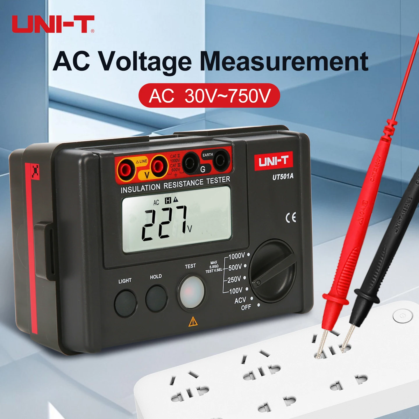 UNI-t Insulation Resistance Tester 100-1000V Digital Megohmmeter with Backlight AC Voltage Test for Electrical Maintenace