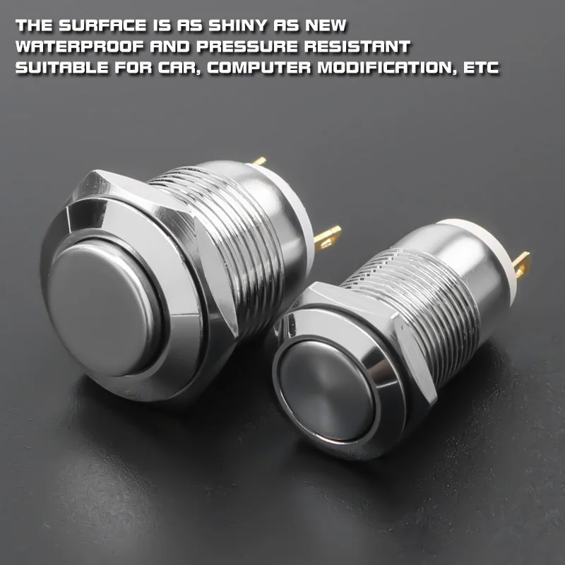 12/16mm 1 cheap waterproof self-locking 2-pin high/flat/welding foot power switch metal button switch sensitive button