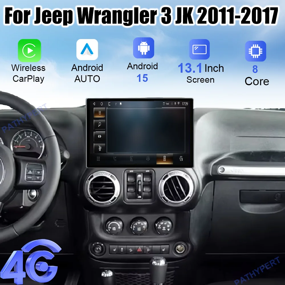 

Android 15 For Jeep Wrangler 3 JK 2011-2017 13.1" Car Intelligent Systems QLED Multimedia Player GPS Navigation AutoRadio BT DSP