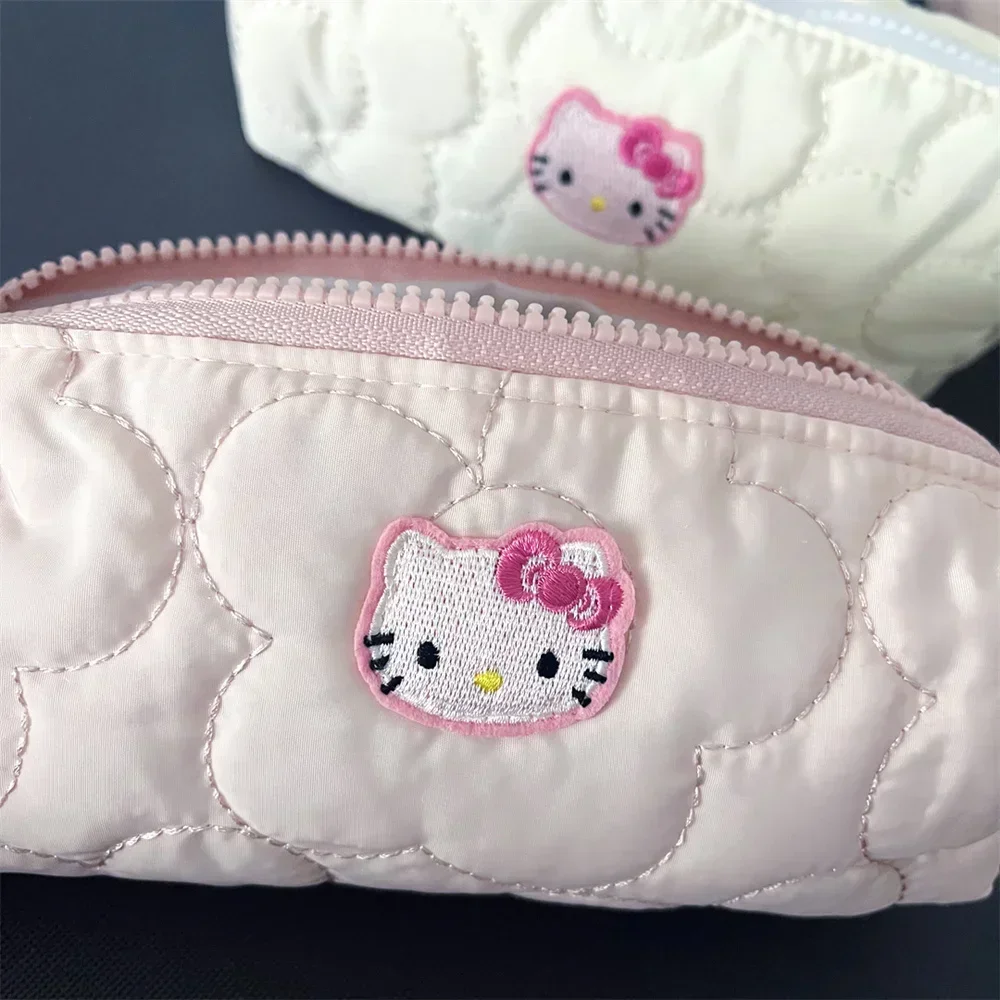 Bolsa de lápices de dibujos animados Kawaii Hello Kitty, estuche de lápices de gran capacidad, lindo Kt Cat Girl, bolsa de maquillaje, papelería escolar y de oficina para estudiantes