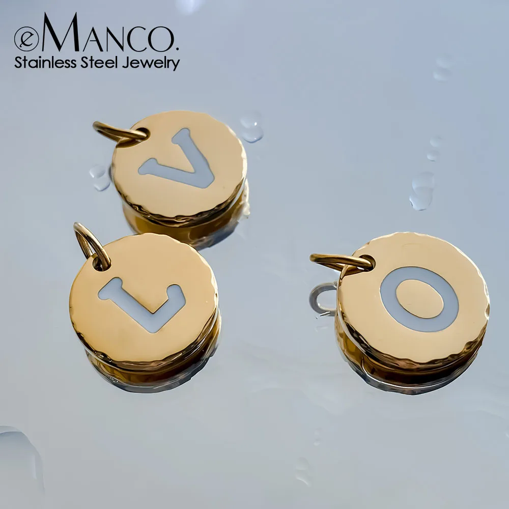 EMANCO Stainless Steel Drip Oil Enamel A-Z 26 Letter Charms For DIY Necklace Bracelet Earrings Making Factory Direct Sales