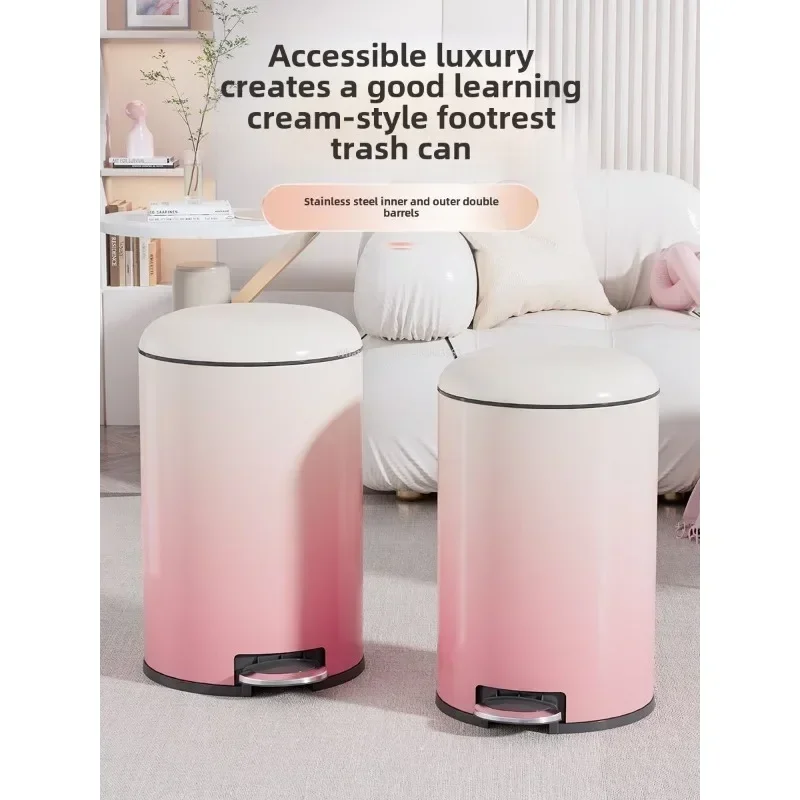 

Gradual Change of Color Household Trash Can Edroom, Living Room Ight Luxury High-end Kitchen Deodorant with Cover Stainless