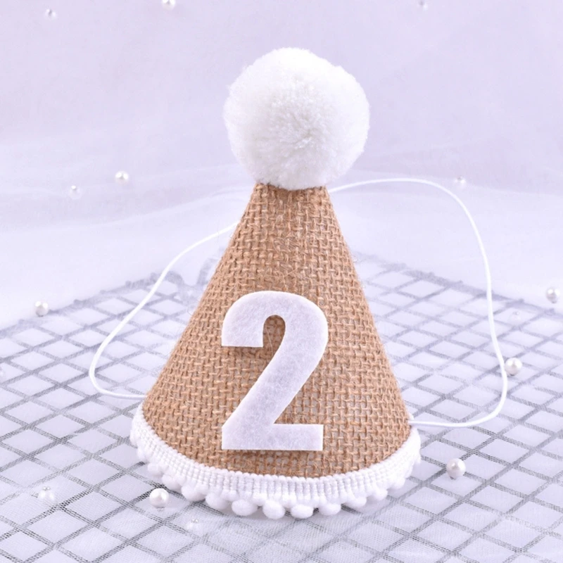 Accessoires de photographie pour nouveau-nés, couronne de bébé, chapeau d\'anniversaire, mini chapeau en lin, premier anniversaire pour 1-3 ans, 100