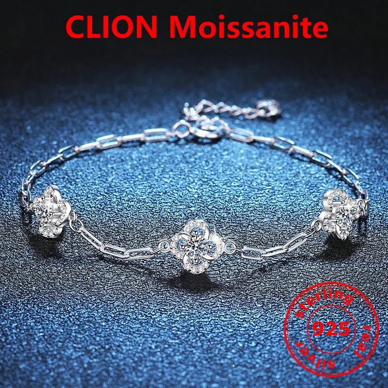 CLION 0.6CT 3.5mm Moissanite D/VVS Bracelet For Women Sterling S925 Silver with Certificate