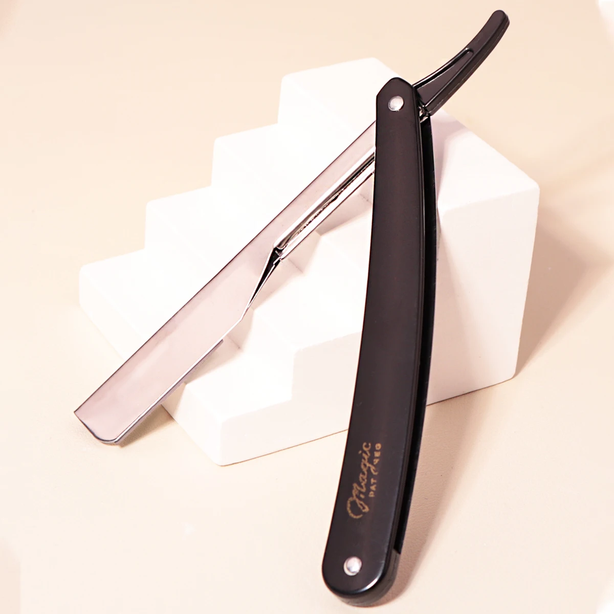 Afeitadora de borde recto de alta gama para hombre, afeitadora manual plegable para salón, especial para pelucas de cabello real, 1/2 unidades